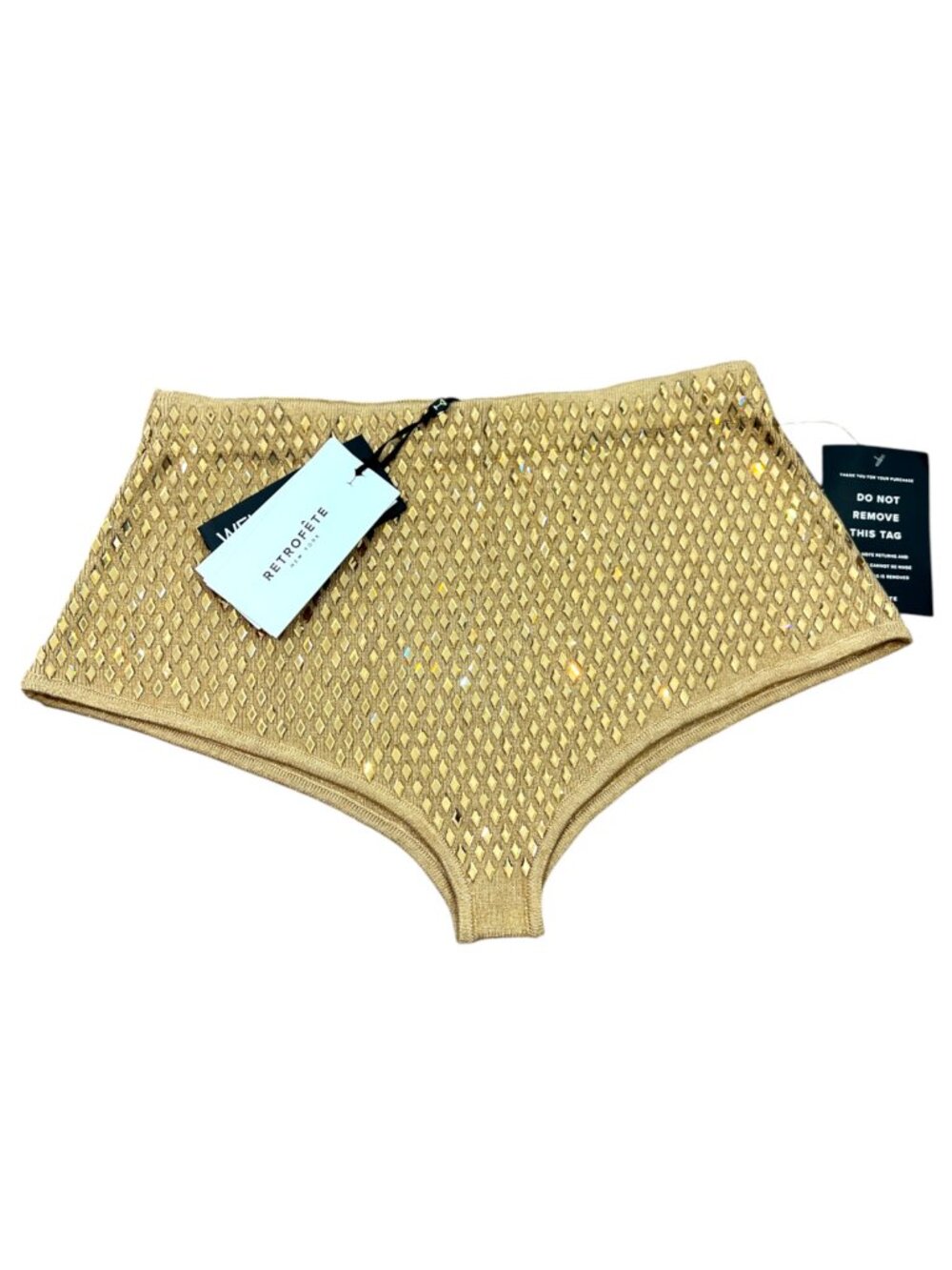 Retrofete Tru Knit Shorts Gold / Metallic Nude Medium New $248